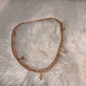 Gold Coloured Layered Chain Belt Y2K with Butterfly Charms